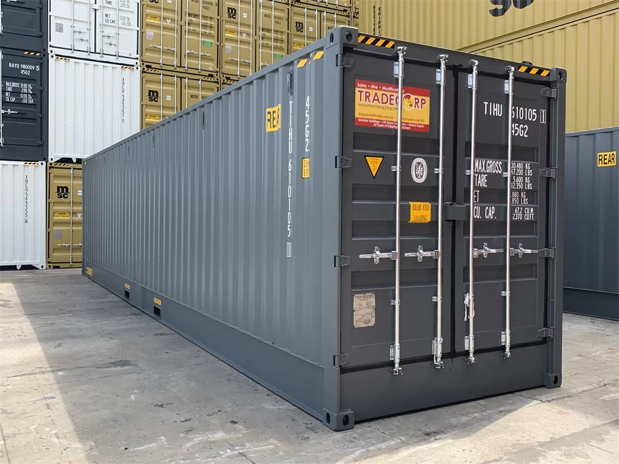 Contenedor High Cube 40' con doble puerta lateral gris nuevo
